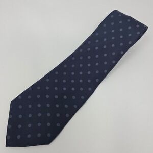 RBM Necktie Mens OS Navy Blue Polka Dot 100% Silk Made in USA Classic Business